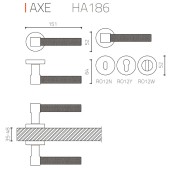Дверная ручка HA186RO12 GB-GB/AL6 AXE цвет матовая латунь, черный 2 штуки 