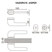 Дверная ручка HA203RO16 ELX10 JASPER цвет брашированный алюминий 2 штуки