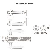 Дверная ручка HA225RO14 ABM MIRA цвет состаренная латунь 2 штуки