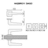 Дверная ручка HA226RO11 GB DIAGO цвет матовая латунь 2 штуки