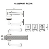 Дверная ручка HA233RO17 AL6 RODIN цвет черный 2 штуки