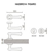 Дверная ручка HA235RO14 GL FIGARO цвет глянцевое золото 2 штуки