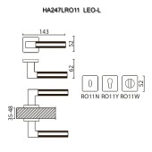 Дверная ручка HA247LRO11 GB LEO-L цвет матовая латунь 2 штуки 