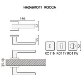 Дверная ручка HA249RO11 GL ROCCA цвет глянцевое золото 2 штуки