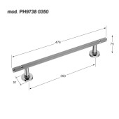 Дверная ручка скоба PH9738 0350 AL6-AL6-AL6 цвет черный длина 476 мм, крепление 350 мм
