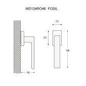 Оконная ручка WD124RO46 GB FOSIL цвет матовая латунь