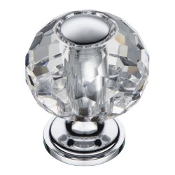 Ручка кнопка шар 0737-005-1 цвет глянцевый хром, прозрачный кристалл диаметр 30 мм