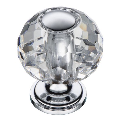 Ручка кнопка шар 0737-005-1 цвет глянцевый хром, прозрачный кристалл диаметр 30 мм