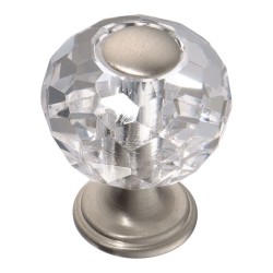 Ручка кнопка шар 0737-006-1 цвет матовый никель, прозрачный кристалл диаметр 30 мм