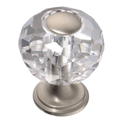 Ручка кнопка шар 0737-006-1 цвет матовый никель, прозрачный кристалл диаметр 30 мм