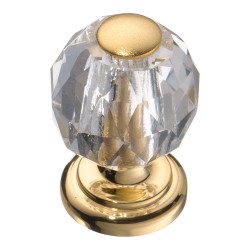 Ручка кнопка шар 0737-030-MINI цвет глянцевое золото 24К, прозрачный кристалл диаметр 21 мм Ручка кнопка шар 0737-030-MINI цвет глянцевое золото 24К, прозрачный кристалл диаметр 21 мм