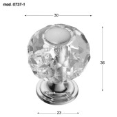 Ручка кнопка шар 0737-005-1 цвет глянцевый хром, прозрачный кристалл диаметр 30 мм