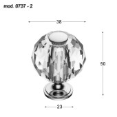 Ручка кнопка шар 0737-003-2 цвет глянцевое золото, прозрачный кристалл диаметр 38 мм