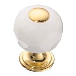 Ручка кнопка шар 0737-3019-mini-WHITE цвет глянцевое золото 24К, белый кристалл диаметр 21 мм Ручка кнопка шар 0737-3019-mini-WHITE цвет глянцевое золото 24К, белый кристалл диаметр 21 мм