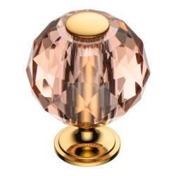 Ручка кнопка шар 0737-318-2 цвет глянцевое золото, розовый кристалл диаметр 38 мм Ручка кнопка шар 0737-318-2 цвет глянцевое золото, розовый кристалл диаметр 38 мм