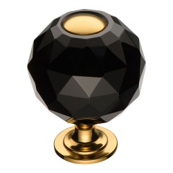 Ручка кнопка шар 0737-320-2-BLACK цвет глянцевое золото, черный кристалл диаметр 38 мм Ручка кнопка шар 0737-320-2-BLACK цвет глянцевое золото, черный кристалл диаметр 38 мм