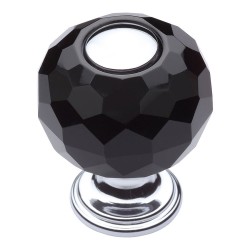 Ручка кнопка шар 0737-520-1-BLACK цвет глянцевый хром, черный кристалл диаметр 30 мм