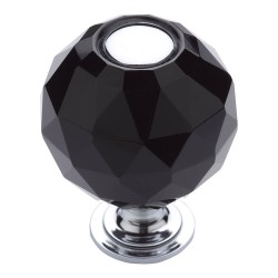 Ручка кнопка шар 0737-520-2-BLACK цвет глянцевый хром, черный кристалл диаметр 38 мм Ручка кнопка шар 0737-520-2-BLACK цвет глянцевый хром, черный кристалл диаметр 38 мм