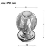 Ручка кнопка шар 0737-005-MINI цвет глянцевый хром, прозрачный кристалл диаметр 21 мм