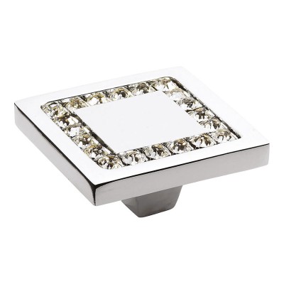 Ручка эксклюзив кнопка 0771-005-3 цвет глянцевый хром, кристаллы Сваровски ширина 50 мм