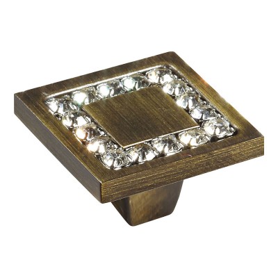 Ручка эксклюзив кнопка 0771-013-2 цвет состаренная латунь, кристаллы Сваровски ширина 30 мм Ручка эксклюзив кнопка 0771-013-2 цвет состаренная латунь, кристаллы Сваровски ширина 30 мм