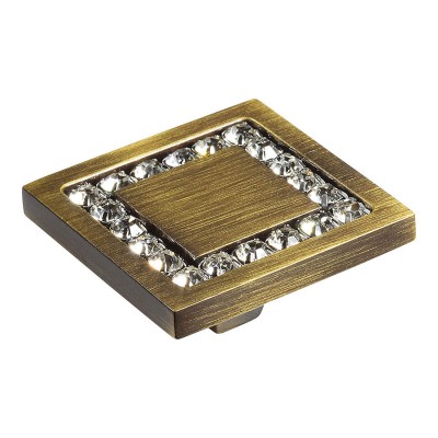 Ручка эксклюзив кнопка 0771-013-3 цвет античная бронза, кристаллы Сваровски ширина 50 мм 