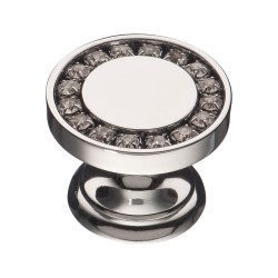 Ручка эксклюзив кнопка 0776-005 глянцевый хром, кристаллы  Swarovski диаметр 30 мм