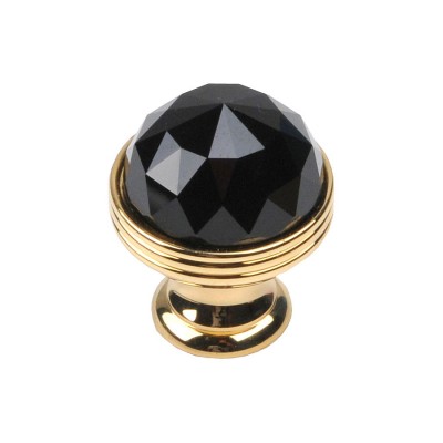 Ручка эксклюзив кнопка 0Z5739.BN0.00 глянцевое золото, черный кристалл Сваровски диаметр 23 мм  