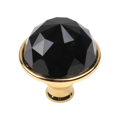 Ручка эксклюзив кнопка 0Z5741.BN0.00 глянцевое золото, черный кристалл Сваровски диаметр 34 мм