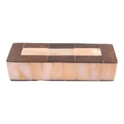 Ручка эксклюзив скоба 123A1 натуральный перламутр, кокосовое дерево длина 85 мм, крепление 64 мм