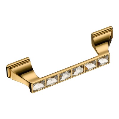 Ручка эксклюзив скоба 15.139.96.SWA.19 глянцевое золото кристаллы Сваровски длина 130 мм