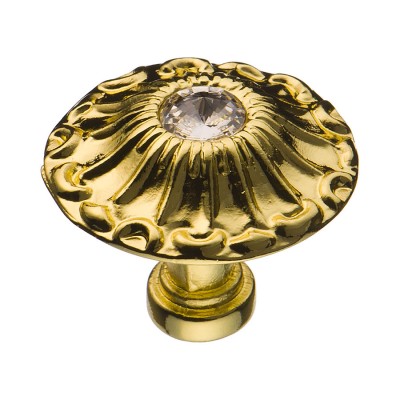 Ручка кнопка 15.304.24 SWA 03 цвет глянцевая латунь, кристалл Сваровски диаметр 24 мм 