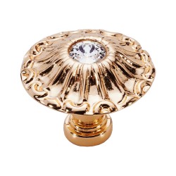 Ручка кнопка 15.304.24 SWA 19 цвет глянцевое золото 24К, кристалл Сваровски диаметр 24 мм 
