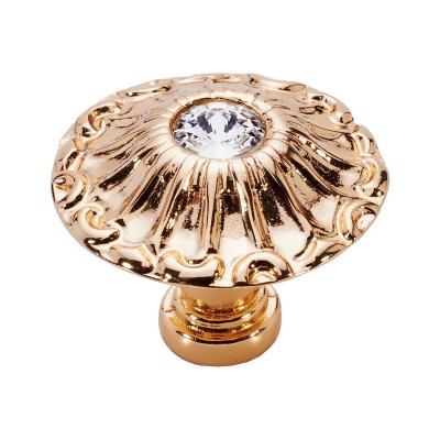 Ручка кнопка 15.304.24 SWA 19 цвет глянцевое золото 24К, кристалл Сваровски диаметр 24 мм 