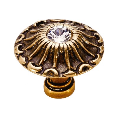 Ручка кнопка 15.304.24 SWA 12 цвет античная бронза, кристалл Сваровски диаметр 24 мм 