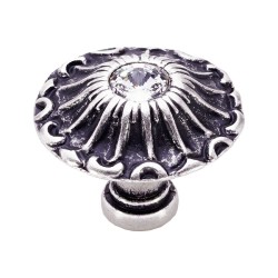 Ручка кнопка 15.304.24 SWA 16 цвет античное серебро, кристалл Сваровски диаметр 24 мм