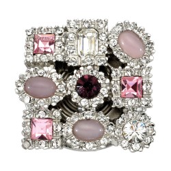 Ручка эксклюзив кнопка 16.25 MO 15 цвет глянцевое серебро, кристаллы ширина 26 мм 