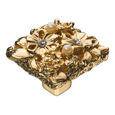 Ручка эксклюзив кнопка 20.35 MO19 Petit Bouquet глянцевое золото кристаллы 