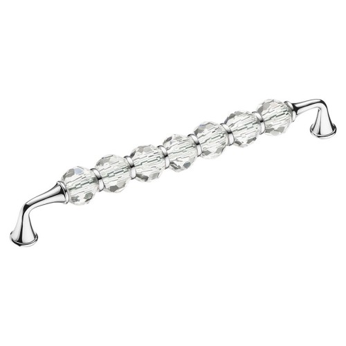 Ручка эксклюзив скоба 2537-005-192 глянцевый хром, прозрачные кристаллы длина 205 мм, крепление 192 мм