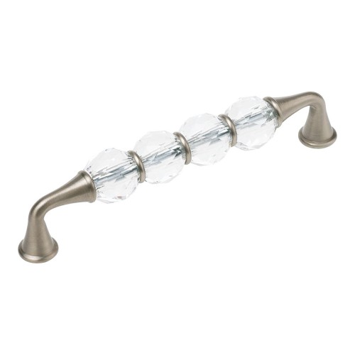 Ручка эксклюзив скоба 2537-006-128 никель, прозрачные кристаллы длина 144 мм, крепление 128 мм