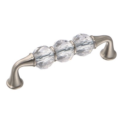 Ручка эксклюзив скоба 2537-006-96 никель, прозрачные кристаллы длина 112 мм, крепление 96 мм