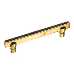 Ручка эксклюзив скоба 2575-003-96 BLACK цвет глянцевое золото, черные кристаллы Сваровски длина 126 мм Ручка эксклюзив скоба 2575-003-96 BLACK цвет глянцевое золото, черные кристаллы Сваровски длина 126 мм