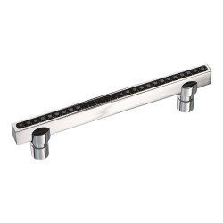 Ручка эксклюзив скоба 2575-005-96 BLACK цвет глянцевый хром, черные кристаллы Сваровски длина 126 мм Ручка эксклюзив скоба 2575-005-96 BLACK цвет глянцевый хром, черные кристаллы Сваровски длина 126 мм