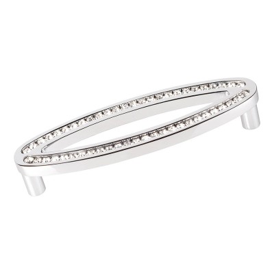 Ручка эксклюзив скоба 2577-005-160 глянцевый хром, кристаллы Сваровски длина 169 мм, крепление 160 мм 