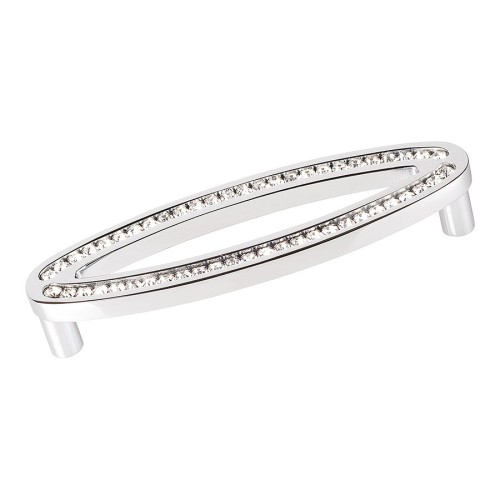 Ручка эксклюзив скоба 2577-005-160 глянцевый хром, кристаллы Сваровски длина 169 мм, крепление 160 мм 