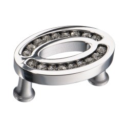 Ручка эксклюзив кнопка 2577-005-32 глянцевый хром, кристаллы Сваровски длина 42 мм, крепление 32 мм 