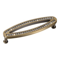 Ручка эксклюзив скоба 2577-013-96 состаренная латунь, кристаллы Сваровски длина 106 мм, крепление 96 мм Ручка эксклюзив скоба 2577-013-96 состаренная латунь, кристаллы Сваровски длина 106 мм, крепление 96 мм