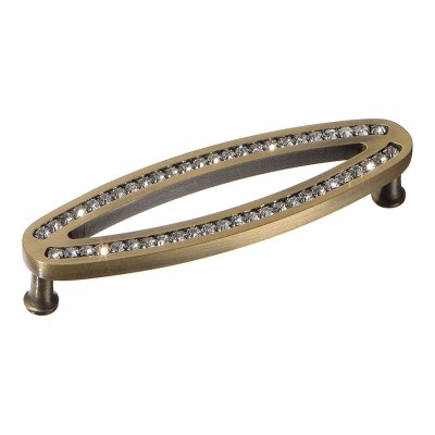 Ручка эксклюзив скоба 2577-013-96 состаренная латунь, кристаллы Сваровски длина 106 мм, крепление 96 мм 