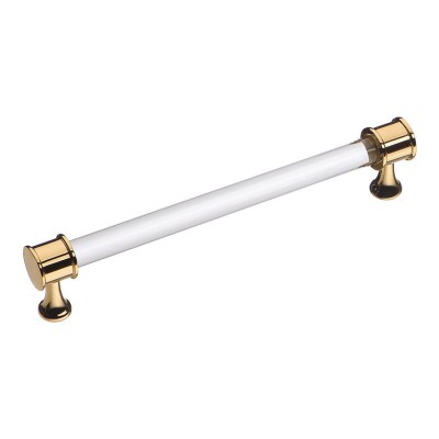 Ручка скоба 2595-003-128 цвет глянцевое золото, стекло длина 144 мм, крепление 128 мм