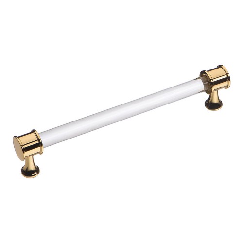 Ручка скоба 2595-003-128 цвет глянцевое золото, стекло длина 144 мм, крепление 128 мм